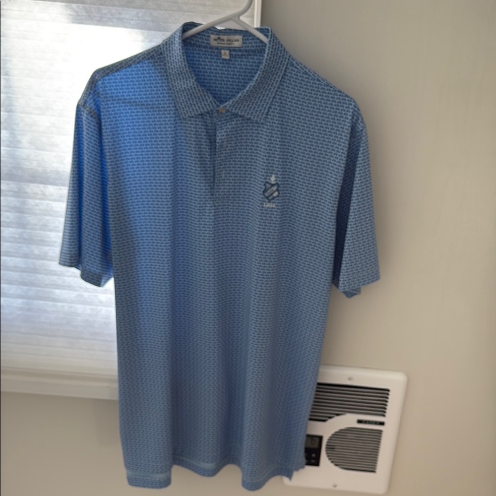 Peter Millar Light Blue Patterned Polo